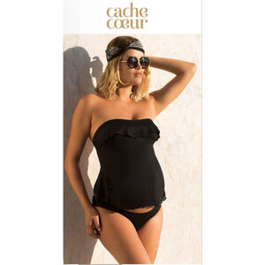 New Cache Coeur Maternity Tankini Bloom Black M